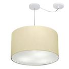 Lustre Pendente Cilíndrico Com Desvio Md-4235 Cúpula em Tecido 45x30cm Algodão Crú - Bivolt