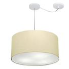 Lustre Pendente Cilíndrico Com Desvio Md-4238 Cúpula em Tecido 45x25cm Algodão Crú - Bivolt