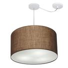 Lustre Pendente Cilíndrico Com Desvio Md-4239 Cúpula em Tecido 45x30cm Café - Bivolt
