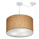 Lustre Pendente Cilíndrico Com Desvio Md-4239 Cúpula em Tecido 45x30cm Palha - Bivolt