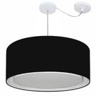 Lustre Pendente Cilíndrico Com Desvio Md-4318 Cúpula em Tecido 60x30cm Preto - Bivolt