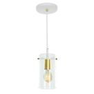 Lustre Pendente Cilindrico Cubo de vidro Branco Com Dourado Lustre Pendente Cilindrico Cubo de vidro Branco Com Dourado