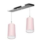 Lustre Pendente Cilindrico Duplo Base Retangular Rosa Lustre Pendente Cilindrico Duplo Base Retangular Rosa