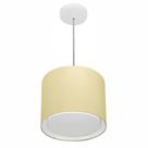 Lustre Pendente Cilíndrico Duplo Md-4284 Cúpula em Tecido 30x30cm Algodão Crú - Bivolt