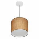 Lustre Pendente Cilíndrico Duplo Md-4284 Cúpula em Tecido 30x30cm Palha - Bivolt