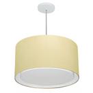 Lustre Pendente Cilíndrico Duplo Md-4293 Cúpula em Tecido 45x30cm Algodão Crú - Bivolt