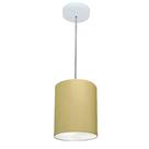 Lustre Pendente Cilíndrico Md-4012 Cúpula em Tecido 18x25cm Algodão Crú - Bivolt