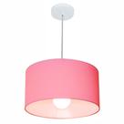 Lustre Pendente Cilíndrico Md-4031 Cúpula em Tecido 40x21cm Rosa Bebê - Bivolt