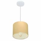 Lustre Pendente Cilíndrico Md-4046 Cúpula em Tecido 18x18cm Algodão Crú - Bivolt