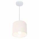 Lustre Pendente Cilíndrico Md-4046 Cúpula em Tecido 18x18cm Branco - Bivolt