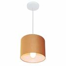 Lustre Pendente Cilíndrico Md-4046 Cúpula em Tecido 18x18cm Palha - Bivolt