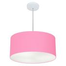 Lustre Pendente Cilíndrico Md-4100 Cúpula em Tecido 50x25cm Rosa Bebê - Bivolt