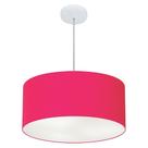 Lustre Pendente Cilíndrico Md-4100 Cúpula em Tecido 50x25cm Rosa Pink - Bivolt