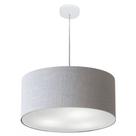 Lustre Pendente Cilíndrico Md-4100 Cúpula em Tecido 50x25cm Rustico Cinza - Bivolt