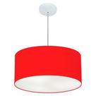 Lustre Pendente Cilíndrico Md-4100 Cúpula em Tecido 50x25cm Vermelho - Bivolt