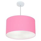 Lustre Pendente Cilíndrico Md-4101 Cúpula em Tecido 60x30cm Rosa Bebê - Bivolt