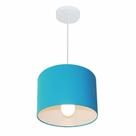 Lustre Pendente Cilíndrico Md-4113 Cúpula em Tecido 30x25cm Azul Turquesa - Bivolt