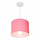 Lustre Pendente Cilíndrico Md-4113 Cúpula em Tecido 30x25cm Rosa Bebê - Bivolt