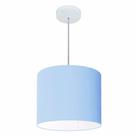 Lustre Pendente Cilíndrico Md-4143 Cúpula em Tecido 35x25cm Azul Bebê - Bivolt