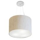 Lustre Pendente Cilíndrico Md-4183 Cúpula em Tecido 40x30cm Linho Bege - Bivolt