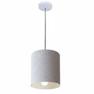 Lustre Pendente Cilíndrico Md-4200 Cúpula em Tecido 14x15cm Rustico Cinza - Bivolt