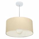Lustre Pendente Cilíndrico Md-4206 Cúpula em Tecido 50x25cm Algodão Crú - Bivolt