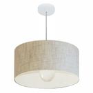 Lustre Pendente Cilíndrico Md-4206 Cúpula em Tecido 50x25cm Rustico Bege - Bivolt