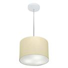 Lustre Pendente Cilíndrico Md-4209 Cúpula em Tecido 25x25cm Algodão Crú - Bivolt