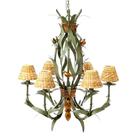 Lustre Pendente Clássico Leblon em Metal e Folhas de Ouro Para Sítio Fazenda 83x70cm