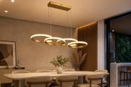 Lustre Pendente Colmeia Led Moderno Dourado BivOLT 3 EM 1 DOURADO