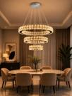 Lustre Pendente Cristal 3 Aros LED Moderno 3 Tons de Luz Bivolt Alto Padrão