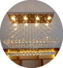 Lustre Pendente Cristal Acrílico Moderno Luxuoso Vai Montado, Base Inox 67x20cm