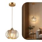 Lustre Pendente Cristal Aramado Dourado Redondo E27 Bivolt Sala Jantar Quarto Iluminação Decorativa