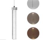 Lustre Pendente Cristal Com Bolhas Led 3 Cores 30cm Prata