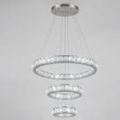 Lustre Pendente Cristal K9 Led 3 Anéis Cromado Transparente Bivolt Luminária Sala Jantar Apartamento Casa Luxo