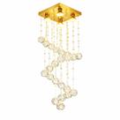 Lustre pendente cristal legítimo k9 Base 20x20 cm Dourada + 4 Leds Gu10