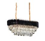 Lustre Pendente Cristal Preto Dourado Sofisticado Jantar