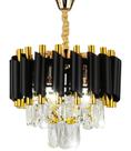 Lustre Pendente Cristal Redondo Preto E Dourado 30cm