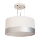 Lustre Pendente Cúpula Branco Com Detalhe Prata 30x15 2-e27