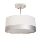 Lustre Pendente Cúpula Branco Com Detalhe Prata 50x25 3-e27