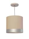 Lustre Pendente Cúpula Cáqui Com Detalhe Prata 25x25 1-e27