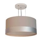 Lustre Pendente Cúpula Cinza Com Detalhe Prata 50x25 3-e27 Lustre Pendente Cúpula Cinza Com Detalhe Prata 50x25 3-e27