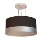 Lustre Pendente Cúpula Preta Com Detalhe Prata 50x25 3-e27 Lustre Pendente Cúpula Preta Com Detalhe Prata 50x25 3-e27