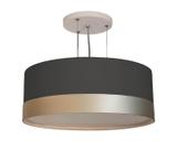 Lustre Pendente Cúpula Preto com Detalhe Bronze 40x15