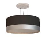 Lustre Pendente Cúpula Preto Com Detalhe Prata 40x15 2-e27