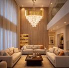 Lustre Pendente De Cristal K9 Dourado Redondo Diâmetro 50cm