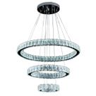 Lustre Pendente de Cristal Luxuoso Saturno 3 Anéis 60cm Led 3 cores 90W Bivolt