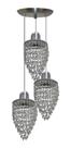 Lustre Pendente De Cristal Triplo com Cristais Legítimos - Canopla Redonda ou Retangular
