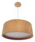 Lustre Pendente de Madeira Redondo 25cm com 2 Bocais E27 Cor Freijó Luminária de teto