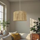 Lustre Pendente de Teto Sisal Natural 30cm Iluminação Decorativa Premium
